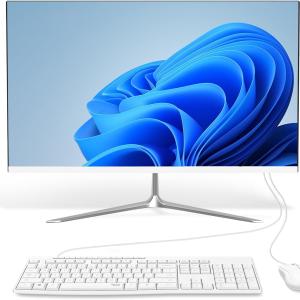 All-in-One Desktop Computer 24" FHD, N5095 8GB RAM, 512GB SSD, Quad-Core, Wired Keyboard & Mouse, RGB Speaker, White (N5095/8G/512G)