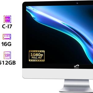 All in One Desktop Computer, 24" FHD Display, Intel Core i7 up to 3.9GHz, 16G Memory, 512G SSD, WiFi 5, Bluetooth, RGB Keyboard & Mouse & Mouse Pad, Webcam, Windows 10 Home