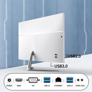 24" FHD All-in-One Desktop Computer, N5095 8GB RAM, 512GB SSD, Quad-Core, Wired Keyboard & Mouse, RGB Speaker, White (N5095/8G/512G)