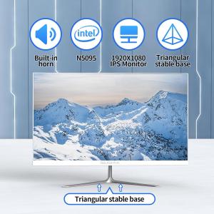 24" FHD All-in-One Desktop Computer, N5095 8GB RAM, 512GB SSD, Quad-Core, Wired Keyboard & Mouse, RGB Speaker, White (N5095/8G/512G)