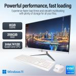 Full HD All-in-One Desktop Computer - Intel 13th Gen - Windows 11, 8GB RAM, 256GB SSD, Dual-Band WiFi, HDMI, USB 3.0, FHD IPS Display - AIO PC with Wireless Keyboard, Mouse, 2MP Camera