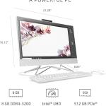 HP All-in-One Desktop PC, 11th Gen Intel Core i3-1115G4 Processor, 8 GB RAM, 512 GB SSD Storage, Full HD 23.8” Display, Windows 10 Home.
