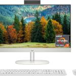 HP 23.8 inch All-in-One Desktop PC, FHD Display, AMD Ryzen 7 7730U, 16 GB RAM, 512 GB SSD, AMD Radeon Graphics, Windows 11 Home, 24-cr0090 (2023)