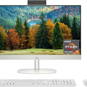 HP 23.8 inch All-in-One Desktop PC, FHD Display, AMD Ryzen 7 7730U, 16 GB RAM, 512 GB SSD, AMD Radeon Graphics, Windows 11 Home, 24-cr0090 (2023)
